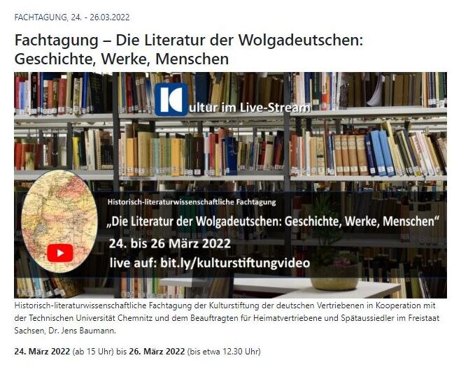 Bildschirmfoto der Website der Kulturstiftung deutscher Vertriebener mit einem Beitrag zur Fachtagung