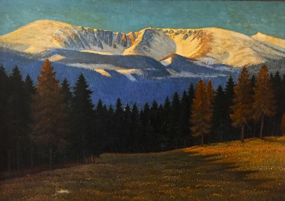 Hugo Dittrich (1880-1943): Fiedlerwiese mit Schneegruben in Kiesewald