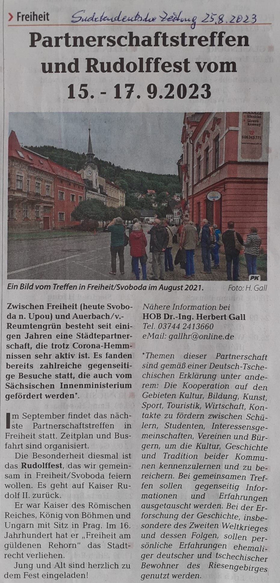 Artikel Sudetenzeitung 25.08.2023